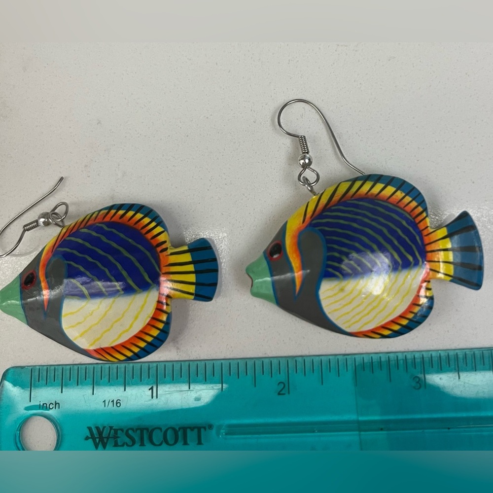 Hand Painted Earrings - Fish Motif